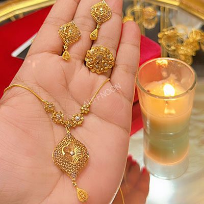 RP Gold Dipped Mala Set with Ring Premium