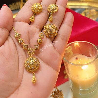 RP Gold Dipped Mala Set with Ring Premium