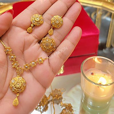 RP Gold Dipped Mala Set with Ring Premium