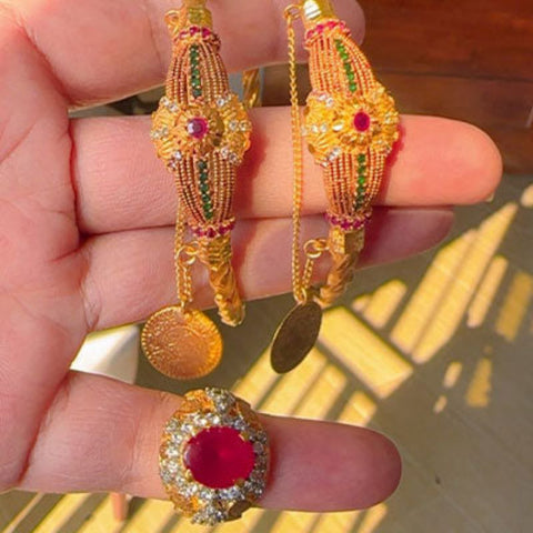 Red Stone Hafsa Kangan and Ring