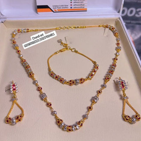 Ruby Stone Chandi Amber Mala With Earring and Bracelet
