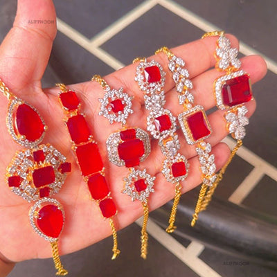 Ruby Stone Diamond Cut Bracelet