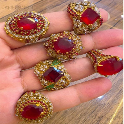 Ruby Stone With Zircon Ring