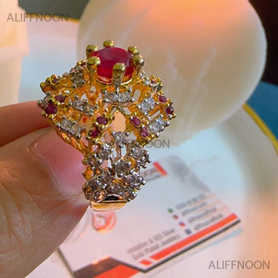 Ruby Stone Diamond Cut Fifa Ring