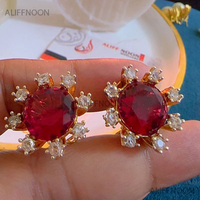 Ruby With White Zircon Tops
