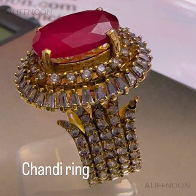Ruby With Zircon Chandi Ring