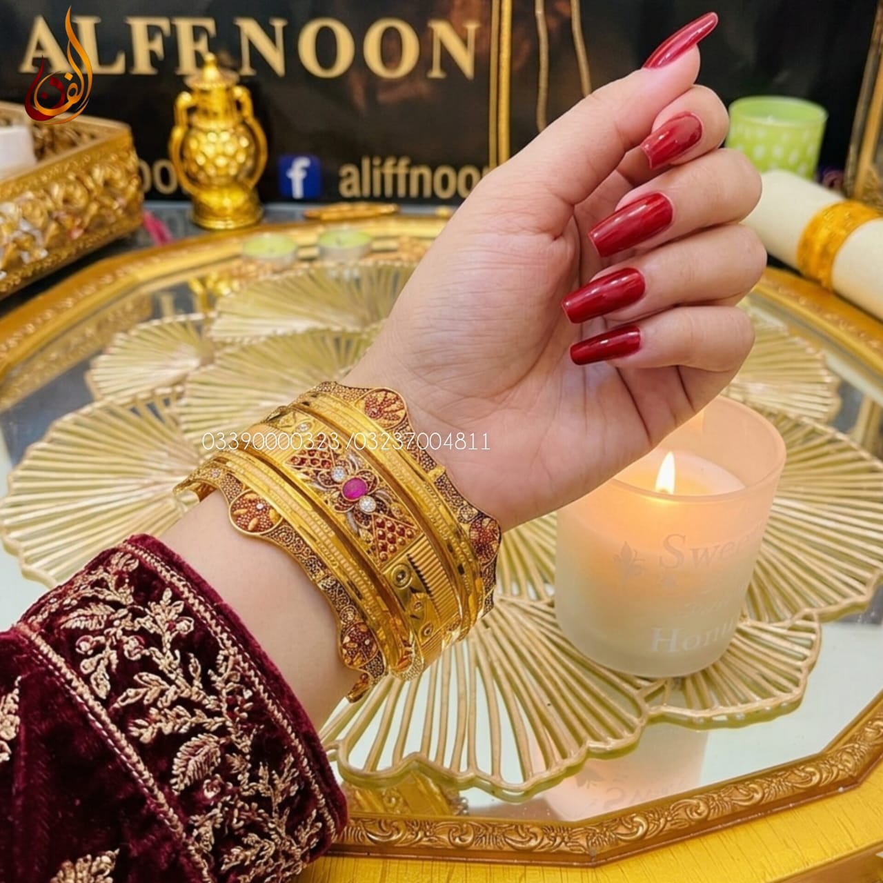 Ruby Stone Trio H Kangan Set