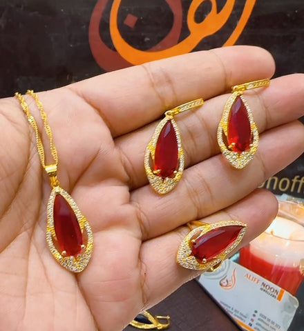 Ruby Stone Chandi Set