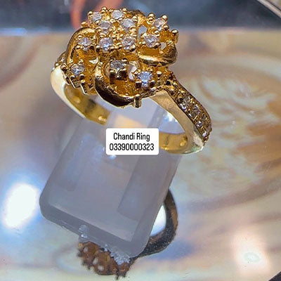 Chandi Gold Plated Diamond Cut Ring