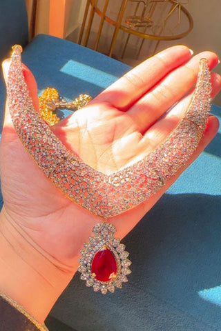 Ruby Ayeza Khan Set with Original Zircon
