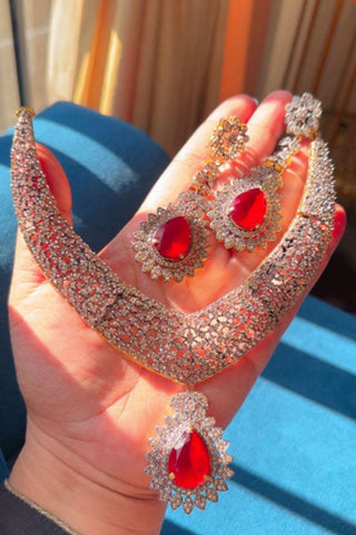 Ruby Ayeza Khan Set With Original Zircon