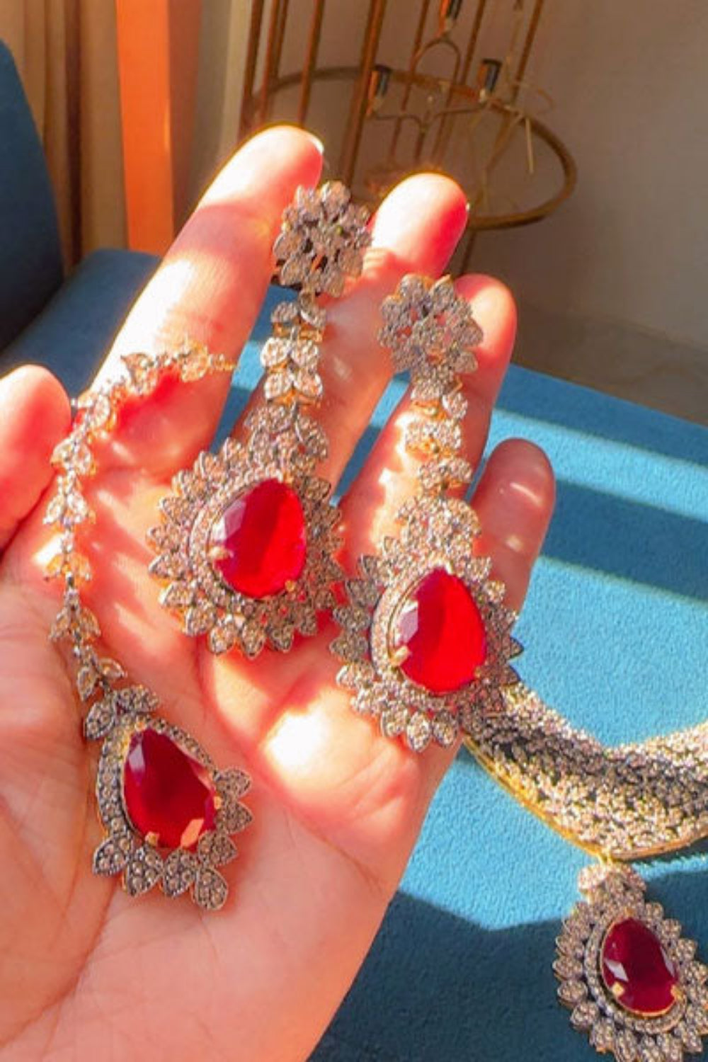Ruby Ayeza Khan Set With Original Zircon