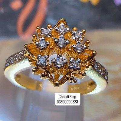 Chandi Gold Plated Diamond Cut Ring