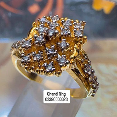 Chandi Gold Plated Diamond Cut Ring