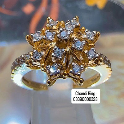 Chandi Gold Plated Diamond Cut Ring