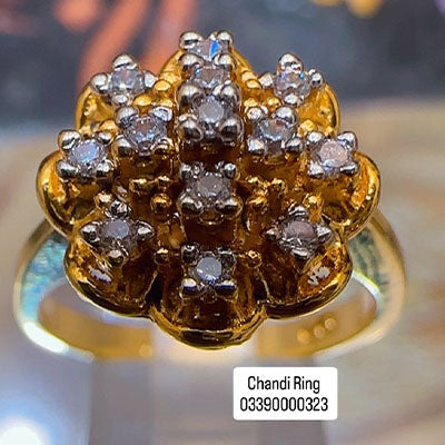 Chandi Gold Plated Diamond Cut Ring