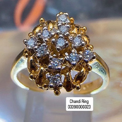 Chandi Gold Plated Diamond Cut Ring