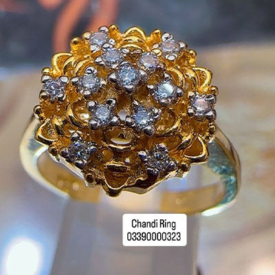 Chandi Gold Plated Diamond Cut Ring