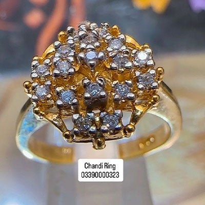 Chandi Gold Plated Diamond Cut Ring