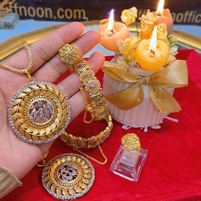 Gold Plated Calligraphy Deal Allah Pendent Openable Kera Ring