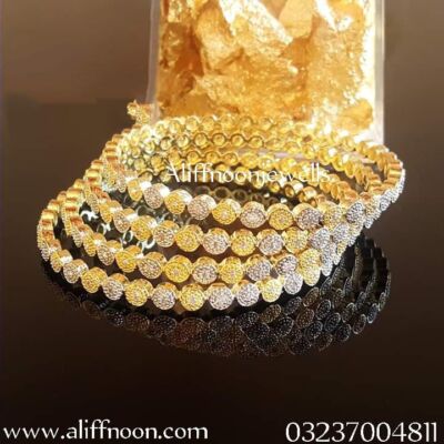Gold plated bangles With silver and gold zircon