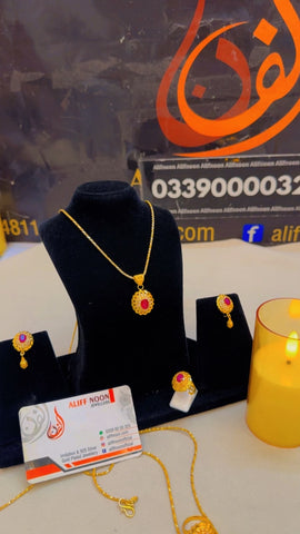 Ruby Stone RP Gold Plated Diamond Set