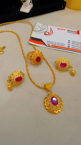 Ruby Stone RP Gold Plated Diamond Set
