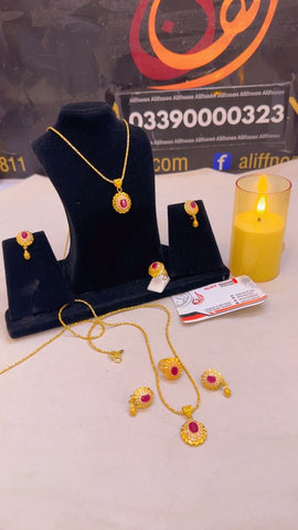 Ruby Stone RP Gold Plated Diamond Set