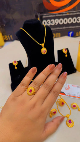 Ruby Stone RP Gold Plated Diamond Set