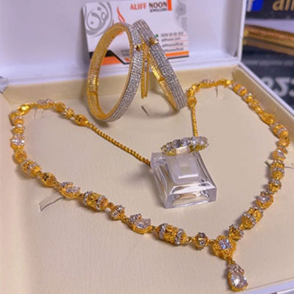 White Stone Chandi Fari Mala With Ring and Kangan
