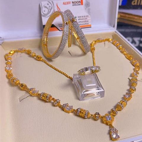 White Stone Chandi Fari Mala With Ring and Kangan
