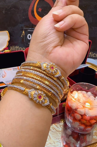 Rani Design Bangles
Bridal Bangles Rp with Ruby and Zircon - Design 2