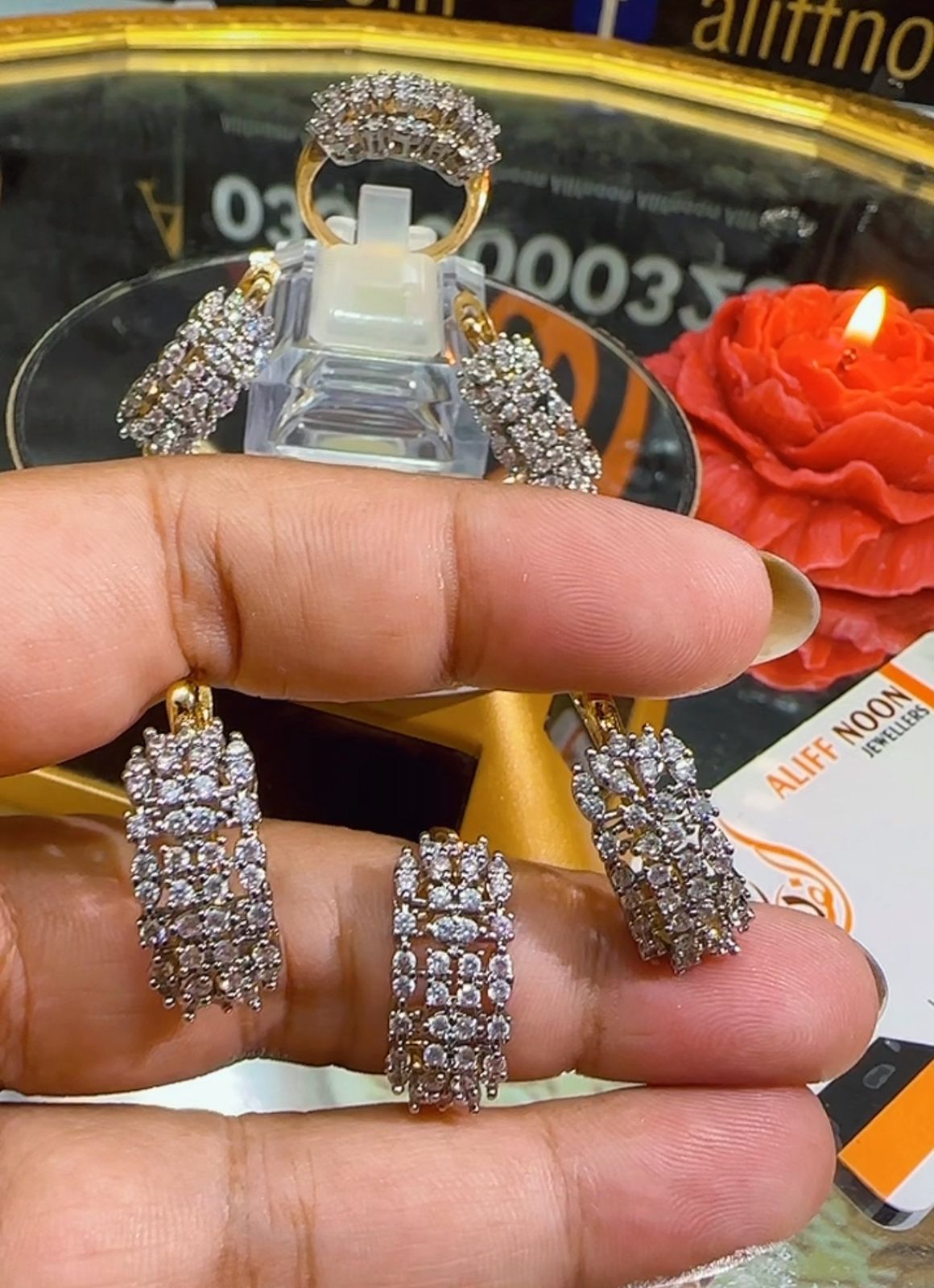 New American Diamond Cut Set 22 Cerat Gold Plated - Design 3