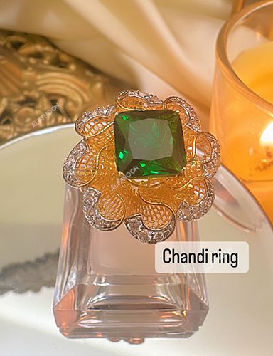Emerald-stone-chandi-ring
