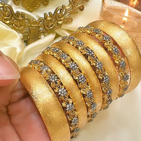 Gold-plated-shabnam-kery-with-zircon-bangles