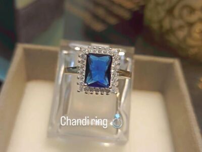 Luxury Female Big Pink Square Stone Ring Silver Color