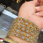 Diamond cut with jerao zircon and gold plating Bangles