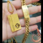 LV gold plated chain and bracelet Stainless steel
