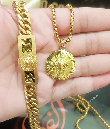 Versace gold plated chain and bracelet Stainless steel