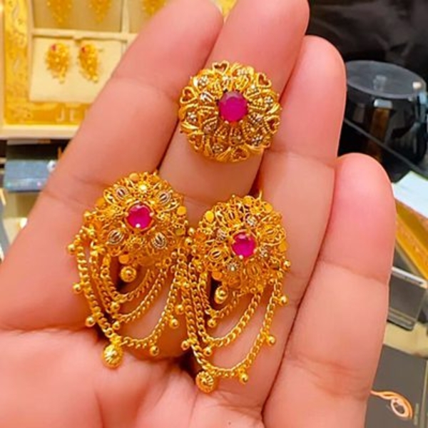 Red-Stone-RP-Gold-plated-Ring-and-earrings